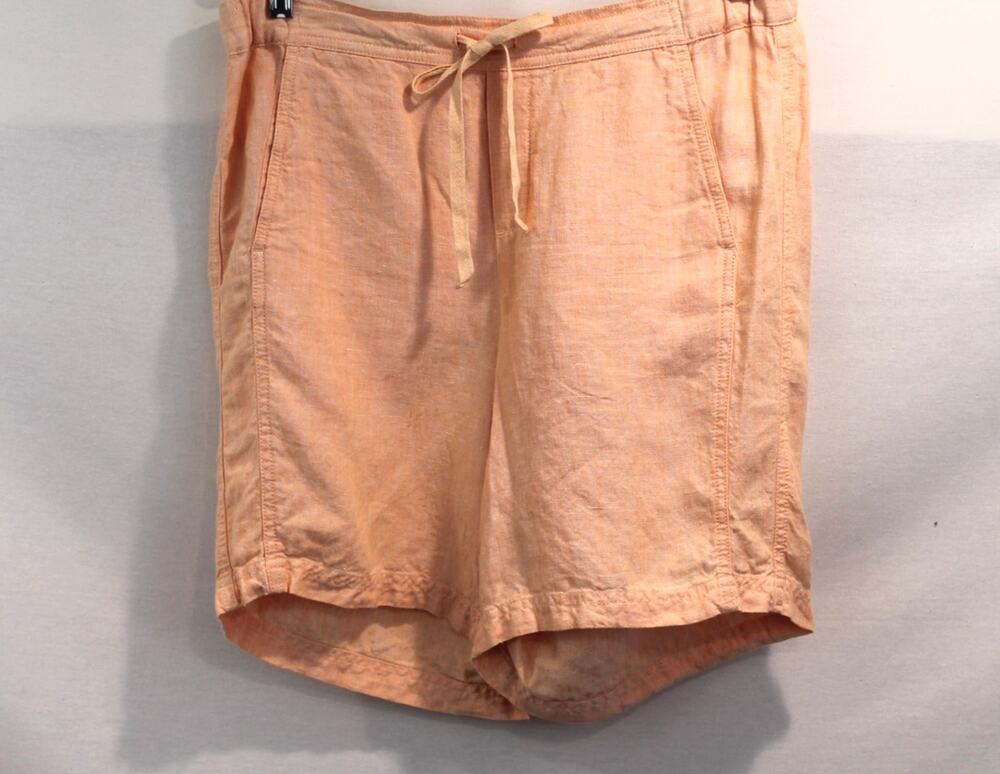 J Jill Love Linen Bermuda Shorts Womens size S Orange Elastic Drawstring Waist